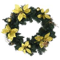 Julekrans med LED-lys 60 cm PVC grøn