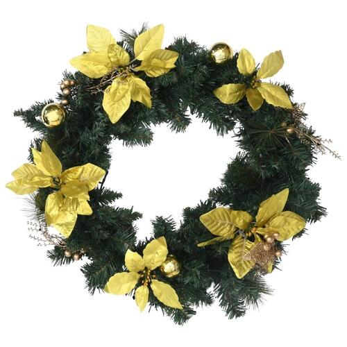 Julekrans med LED-lys 60 cm PVC grøn