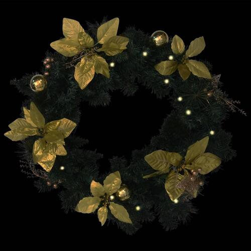 Julekrans med LED-lys 60 cm PVC grøn