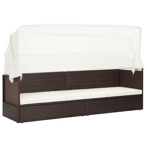 Havesofa med baldakin polyrattan brun