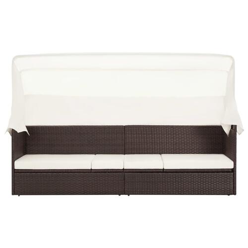 Havesofa med baldakin polyrattan brun