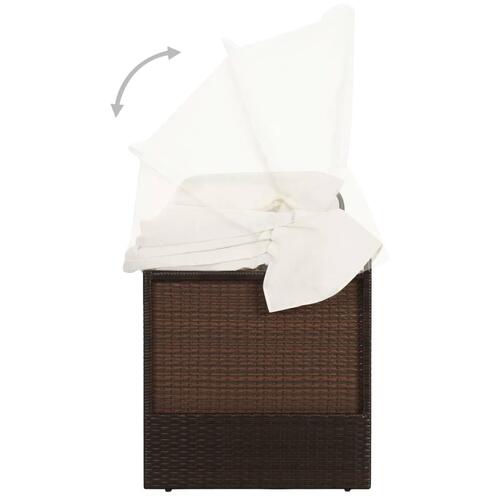 Havesofa med baldakin polyrattan brun