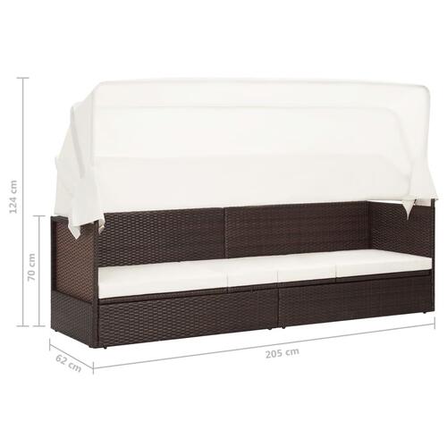 Havesofa med baldakin polyrattan brun