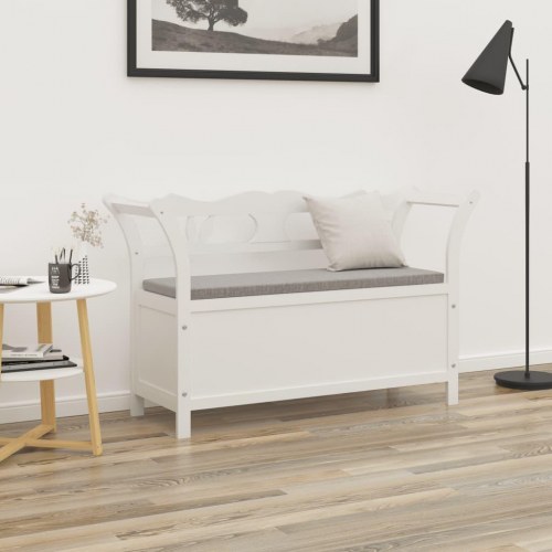 Opbevaringsbænk med ryglæn 107×45×75,5 cm - massivt fyrretræ, hvid