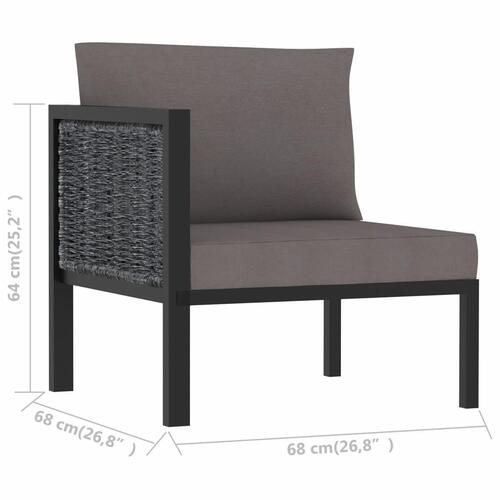 Hjørnedel til sofa med højre armlæn polyrattan antracitgrå