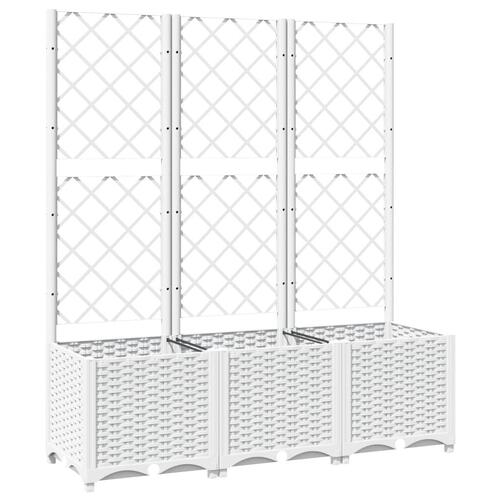 Plantekasse med espalier 120x40x136 cm PP hvid