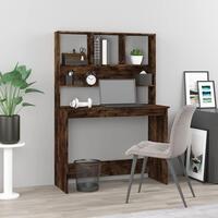 Skrivebord m. hylder 102x45x148 cm konstrueret træ røget egetræ