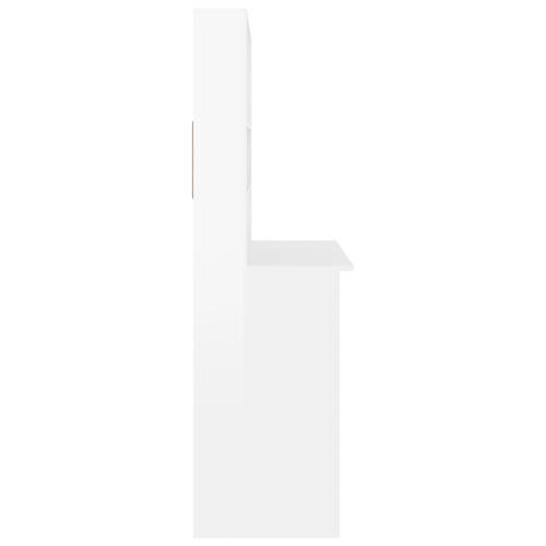 Skrivebord m. hylde 102x45x148 cm konstrueret træ hvid højglans