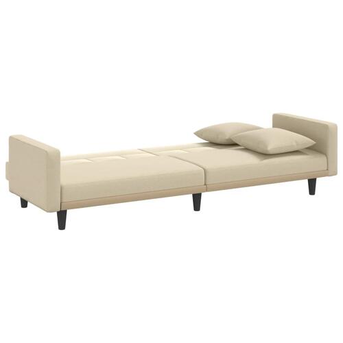 Sovesofa med hynder stof cremefarvet