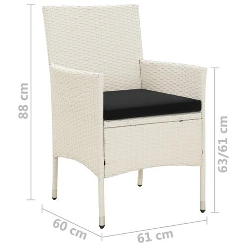 Havestole med hynder 2 stk. polyrattan hvid