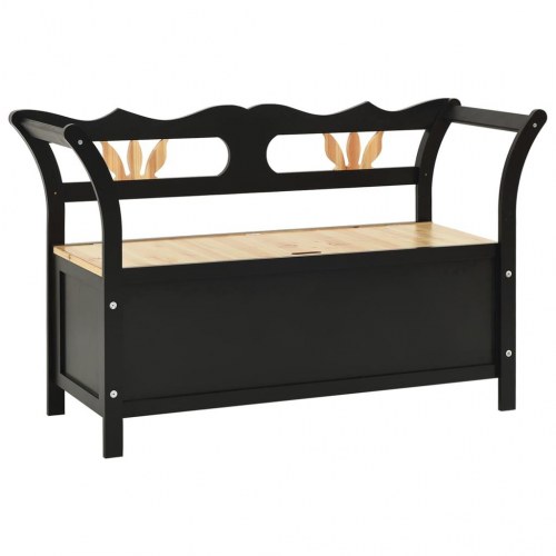 Opbevaringsbænk i massivt fyrretræ - 107×45×75,5 cm, sort