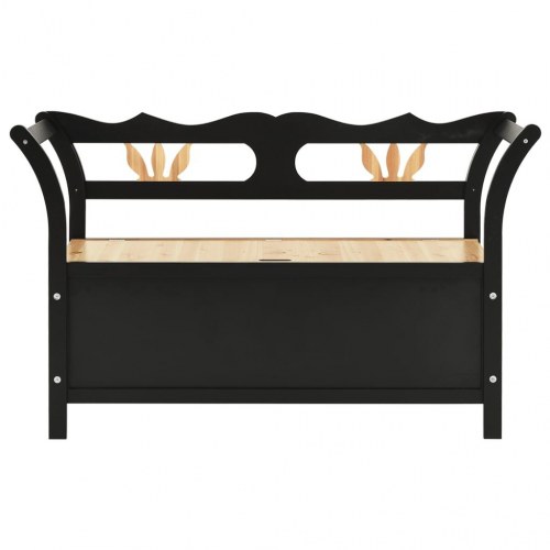 Opbevaringsbænk i massivt fyrretræ - 107×45×75,5 cm, sort