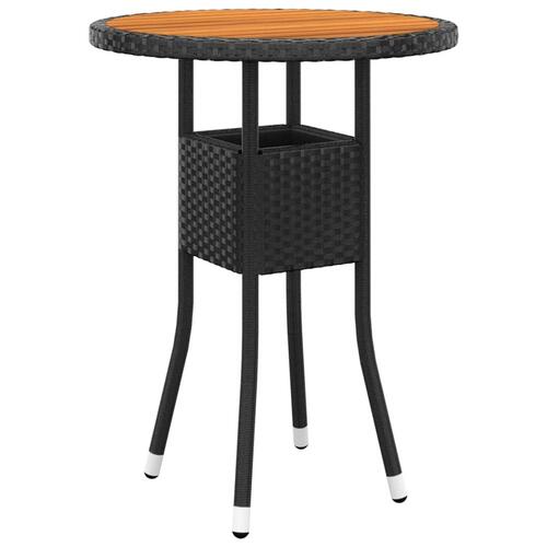 Havebord Ø60x75 cm akacietræ og polyrattan sort