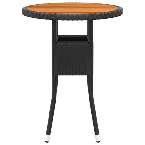 Havebord Ø60x75 cm akacietræ og polyrattan sort