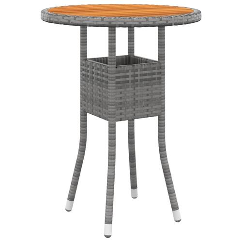 Havebord Ø60x75 cm akacietræ og polyrattan grå