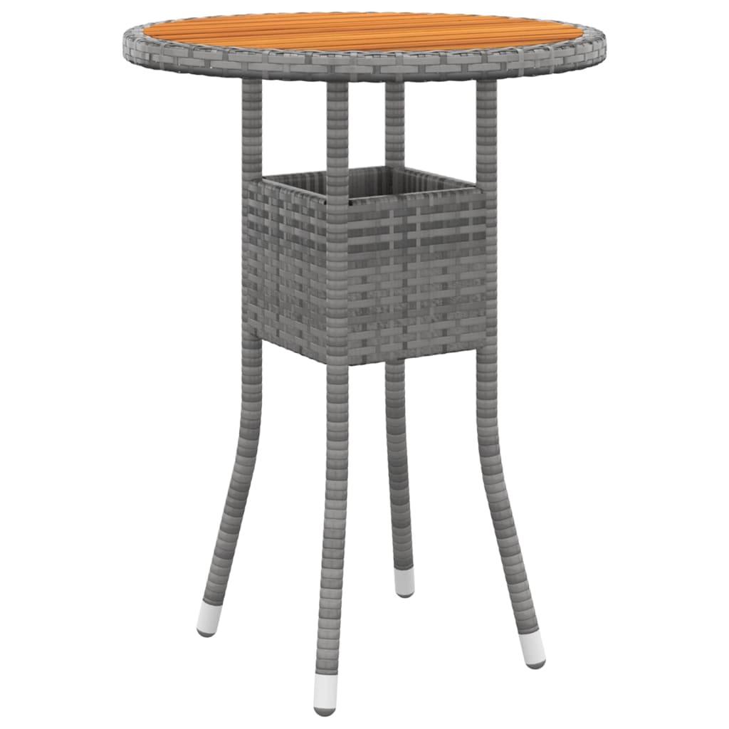 Havebord Ø60x75 cm akacietræ og polyrattan grå