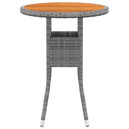 Havebord Ø60x75 cm akacietræ og polyrattan grå