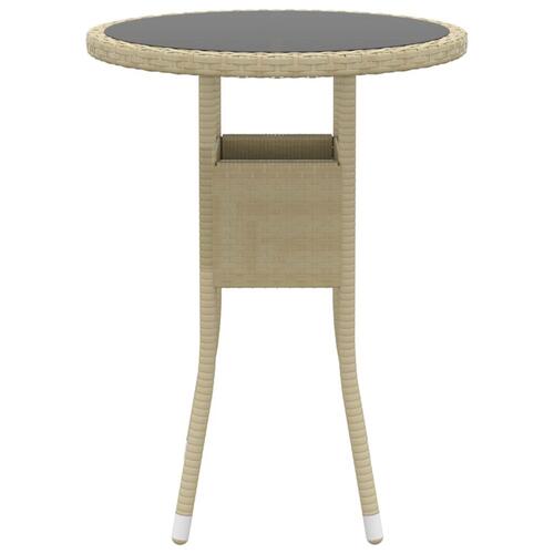 Havebord Ø60x75 cm hærdet glas og polyrattan beige