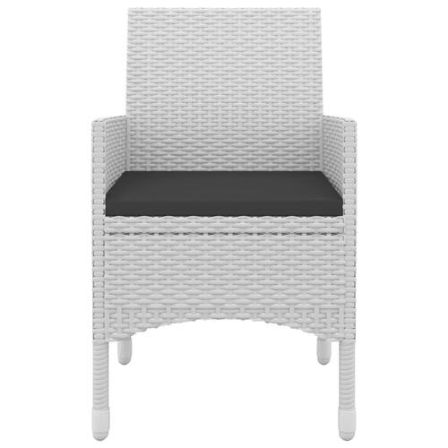 Spisebordssæt til haven 3 dele med hynder polyrattan og glas