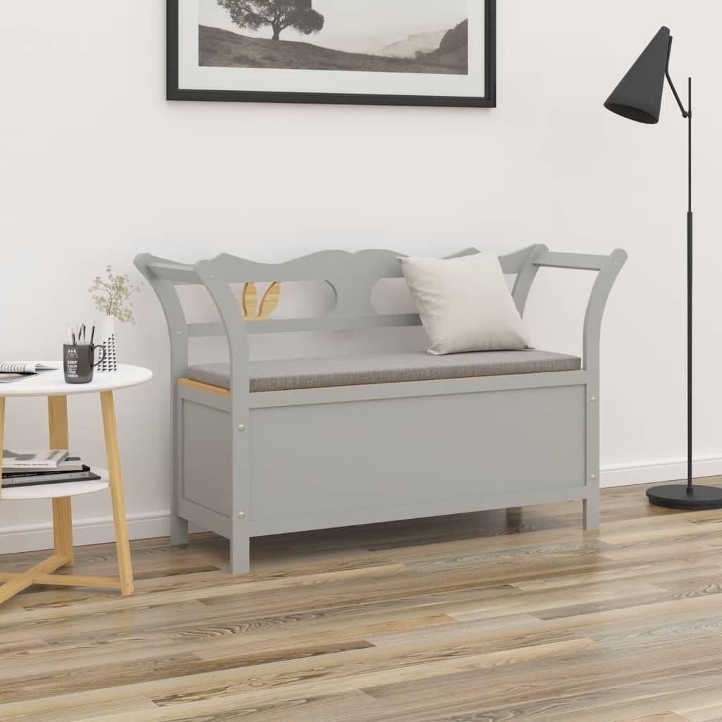Bænk 107x45x75,5 cm massivt fyrretræ grå