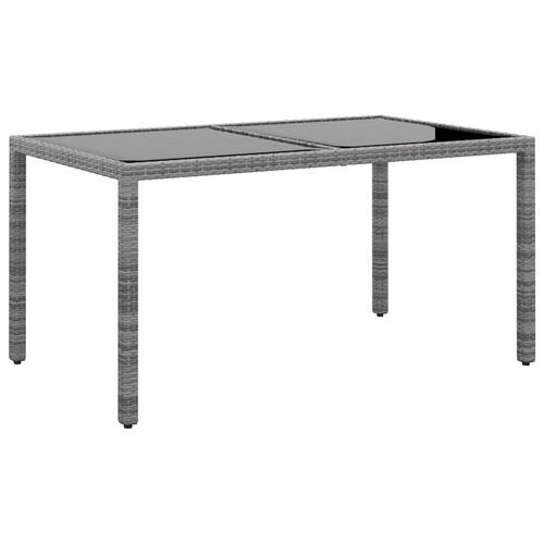 Havebord 150x90x75 cm hærdet glas og polyrattan grå