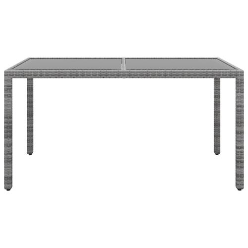 Havebord 150x90x75 cm hærdet glas og polyrattan grå