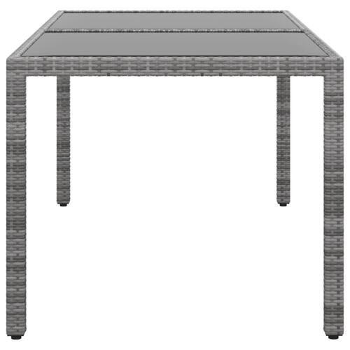 Havebord 150x90x75 cm hærdet glas og polyrattan grå