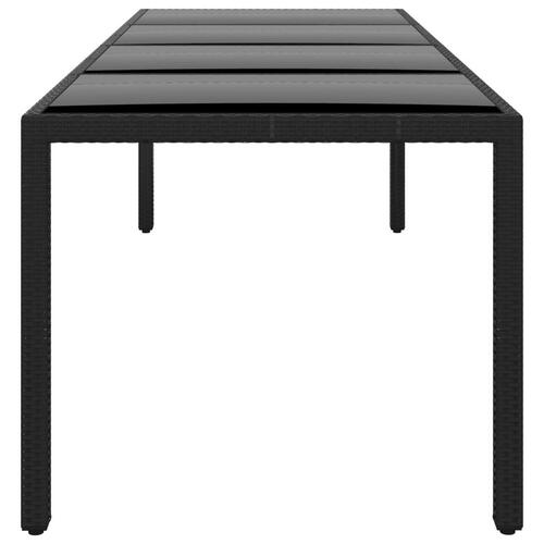 Havebord 250x100x75 cm hærdet glas og polyrattan sort