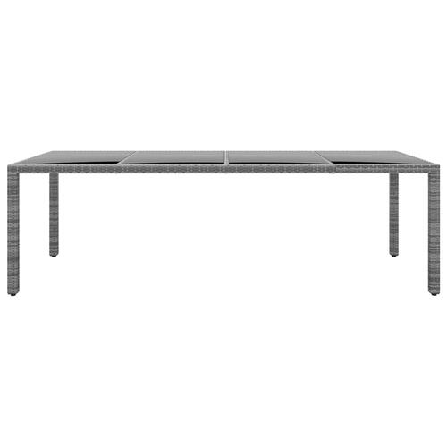 Havebord 250x100x75 cm hærdet glas og polyrattan grå