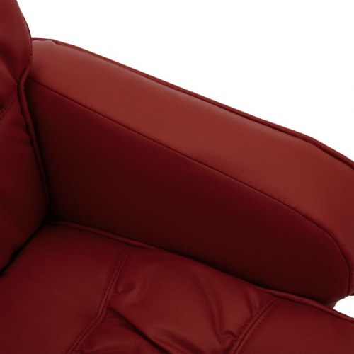Massagestol med fodskammel kunstlæder vinrød