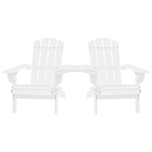 Adirondack-havestole med bord massivt grantræ hvid