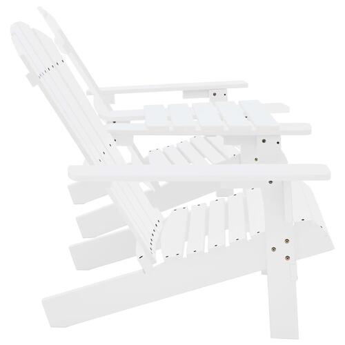 Adirondack-havestole med bord massivt grantræ hvid