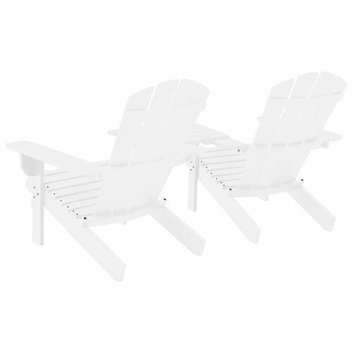 Adirondack-havestole med bord massivt grantræ hvid