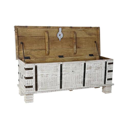 Kiste Metal Hvid Mangotræ (116 x 40 x 45 cm)