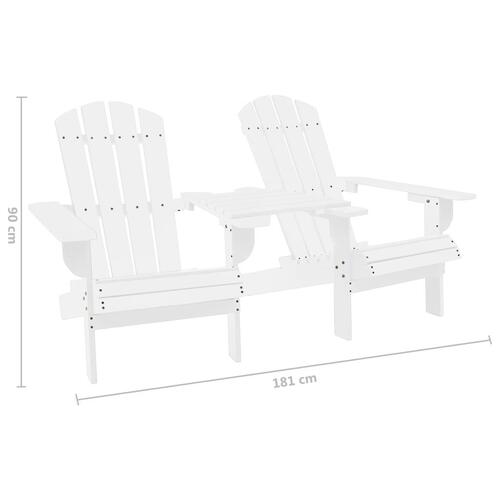Adirondack-havestole med bord massivt grantræ hvid