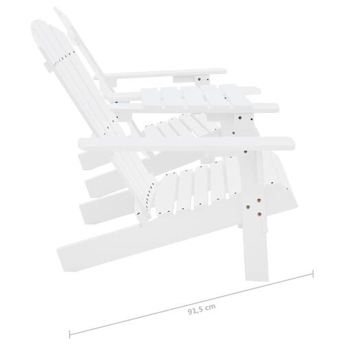 Adirondack-havestole med bord massivt grantræ hvid