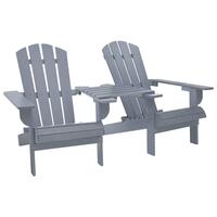 Adirondack-havestole med bord massivt grantræ grå