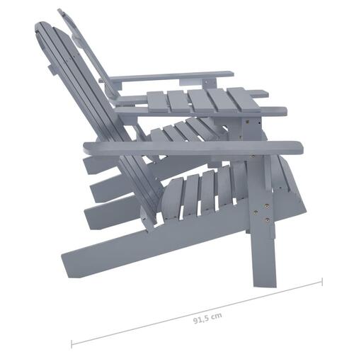 Adirondack-havestole med bord massivt grantræ grå