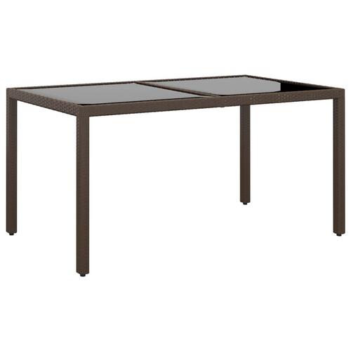 Havebord 150x90x75 cm hærdet glas og polyrattan brun