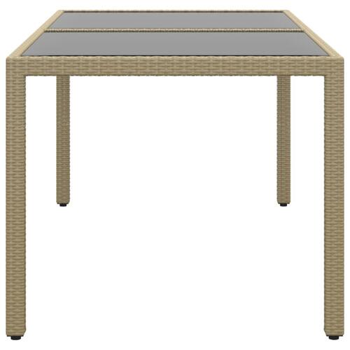 Havebord 150x90x75 cm hærdet glas og polyrattan beige