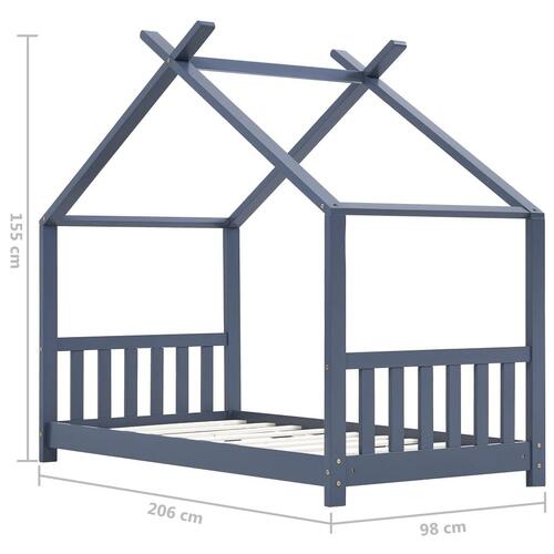 Sengestel til børneseng 90 x 200 cm massivt fyrretræ grå