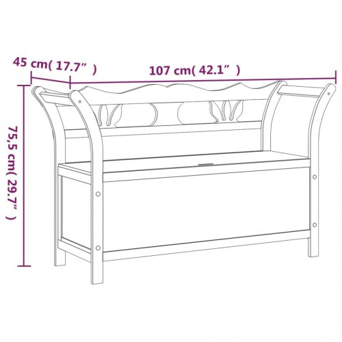 Opbevaringsbænk med ryglæn 107×45×75,5 cm - massivt fyrretræ