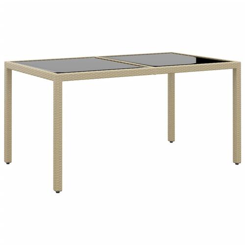 Spisebordssæt til haven 5 dele polyrattan og hærdet glas beige