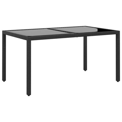 Spisebordssæt til haven 7 dele polyrattan og hærdet glas sort