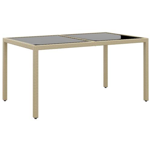 Spisebordssæt til haven 7 dele polyrattan og hærdet glas beige