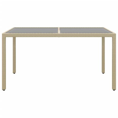 Spisebordssæt til haven 7 dele polyrattan og hærdet glas beige