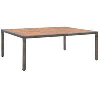 Havebord 200x150x74 cm polyrattan og akacietræ grå
