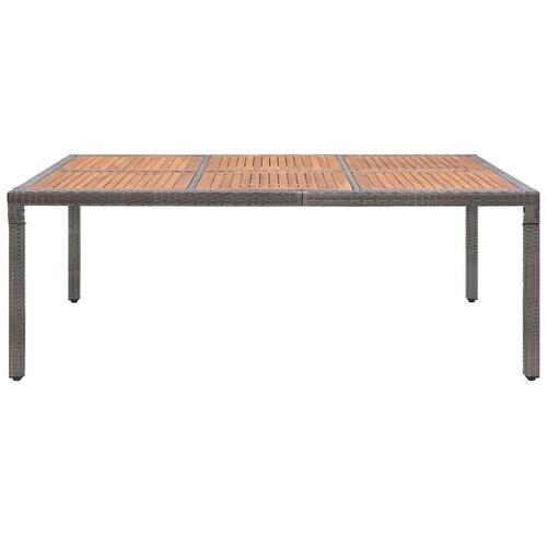 Havebord 200x150x74 cm polyrattan og akacietræ grå