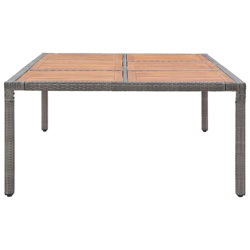 Havebord 200x150x74 cm polyrattan og akacietræ grå