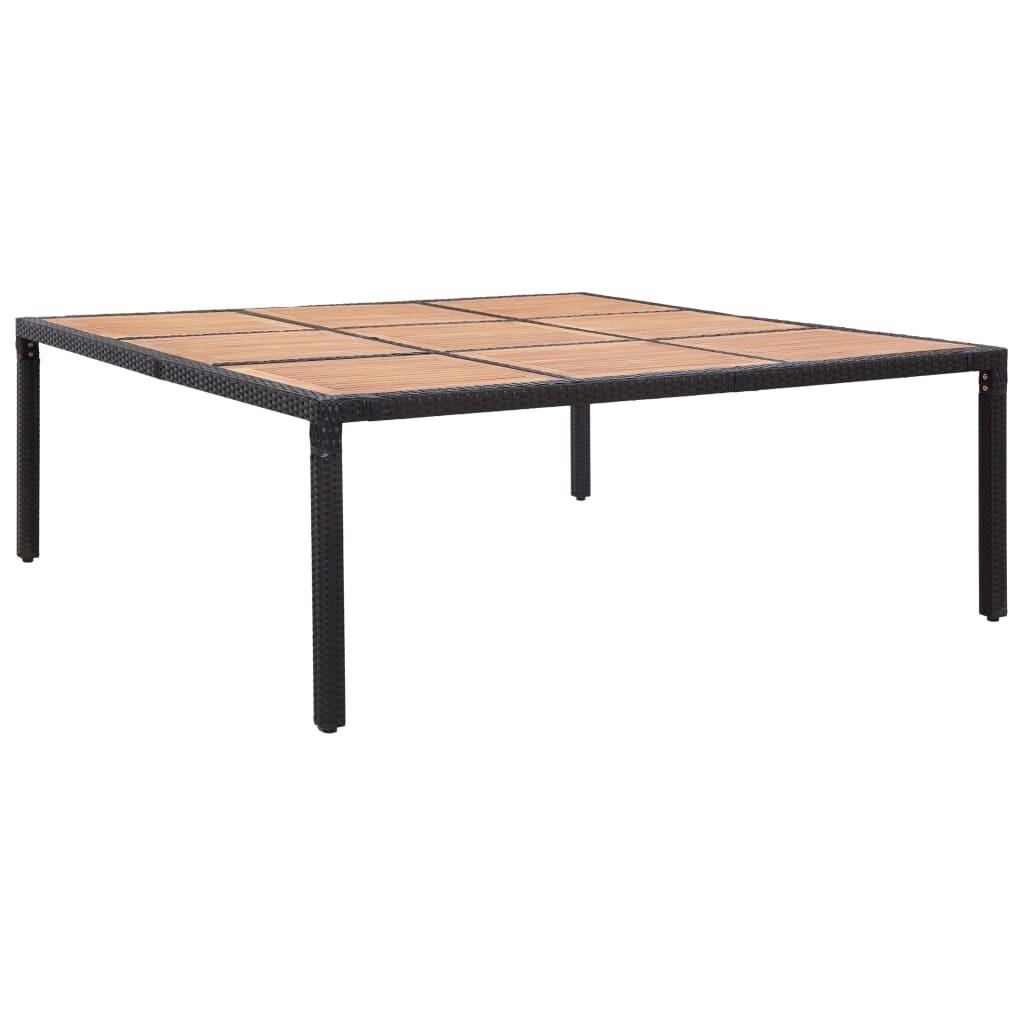 Havebord 200x200x74 cm polyrattan og akacietræ sort